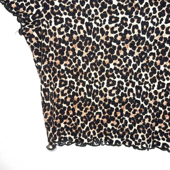 American Eagle Brown & Black Leopard Print Waffle Cropped Top Xsmall Women’s - Picture 4 of 10